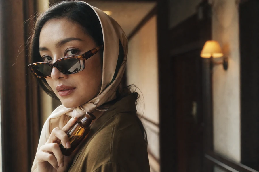 Photorealistic analog-style AI fashion and fragrance campaign