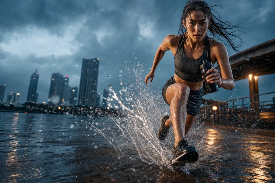 Hyper-real cinematic AI sports video frame captured in motion