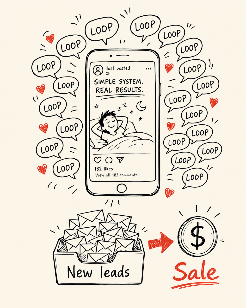 After: the loop runs, comments turn into booked calls